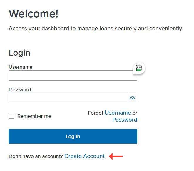 Login page with entry boxes for login credentials followed by text that says 'Create Account'.